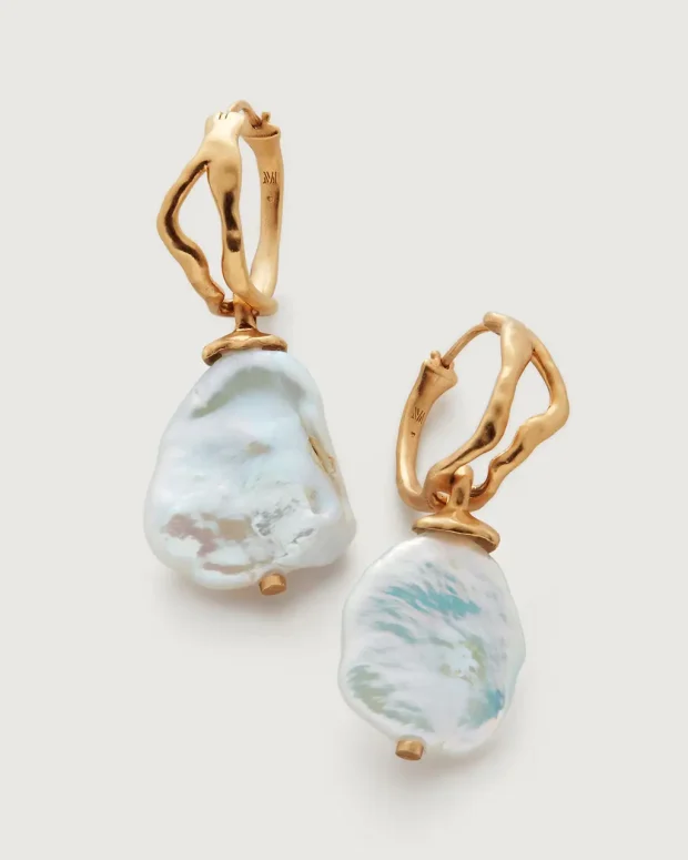 Large Pearl Hoop Earrings - Image 3