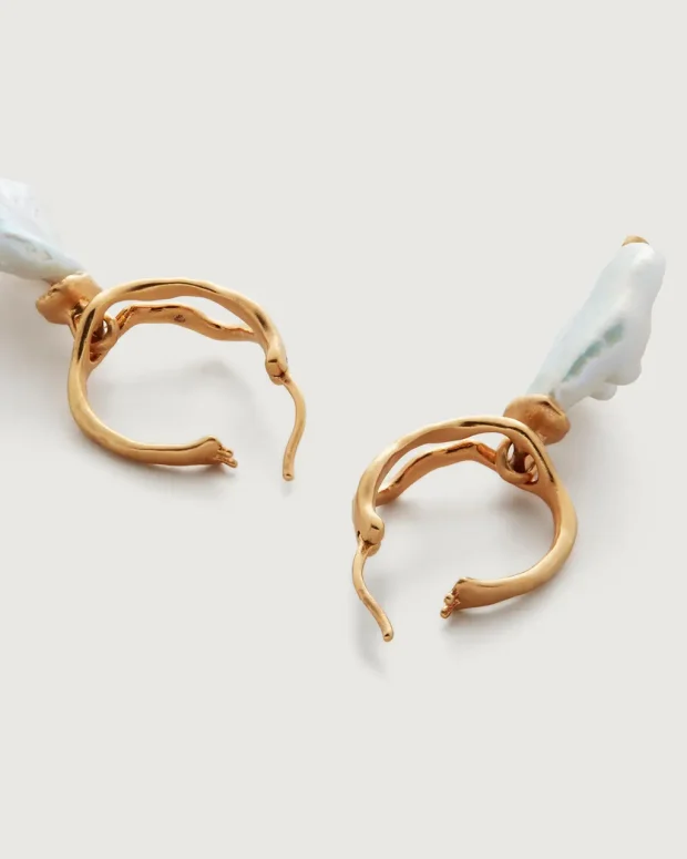 Large Pearl Hoop Earrings - Image 4