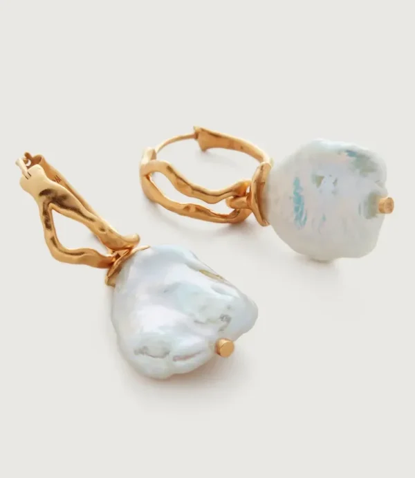 Large Pearl Hoop Earrings