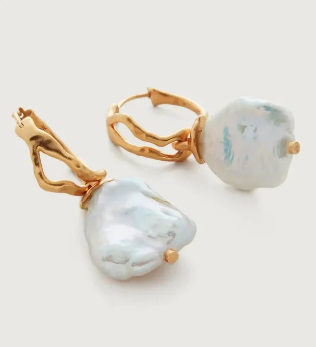 Large Pearl Hoop Earrings